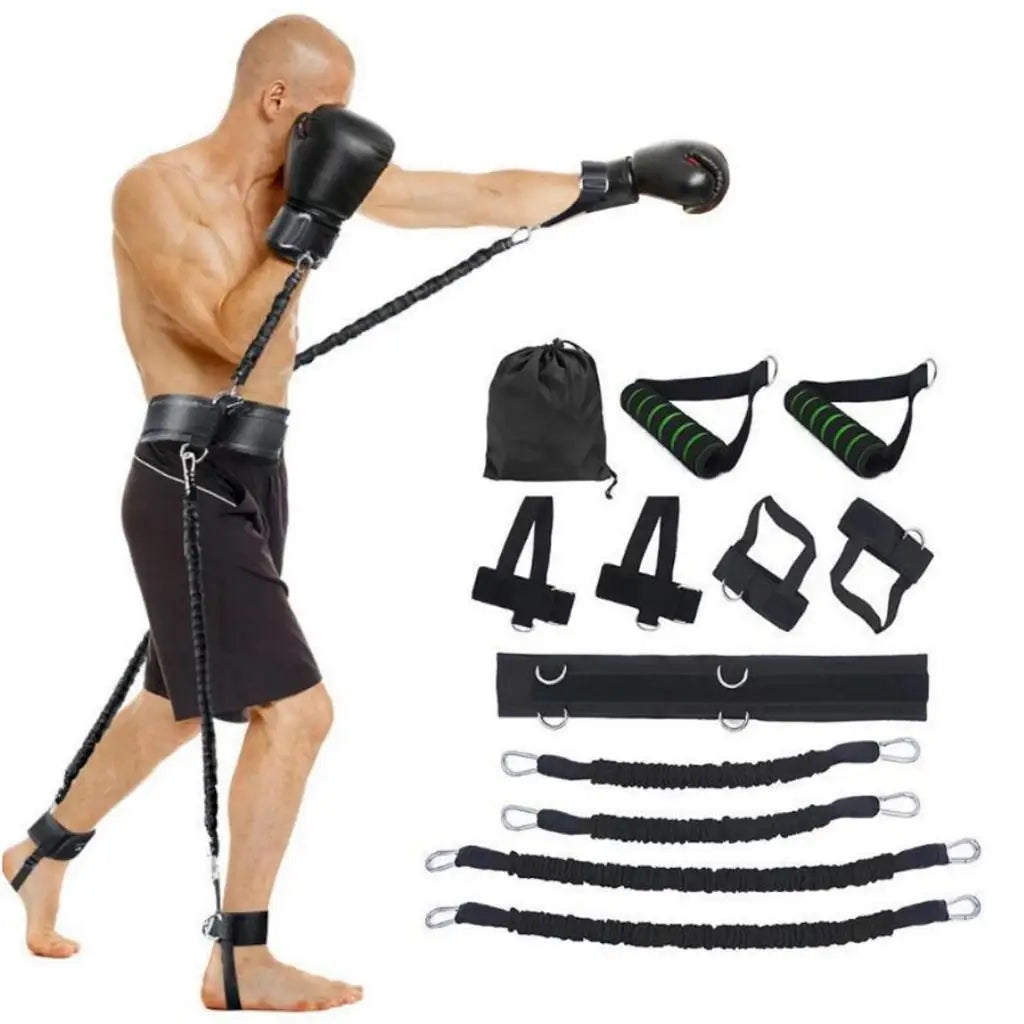 Resistance Band Training Set Portable Heavy Duty Arm Leg Speed Strength Agility Strap 12 Piece Kit - 11 Kg