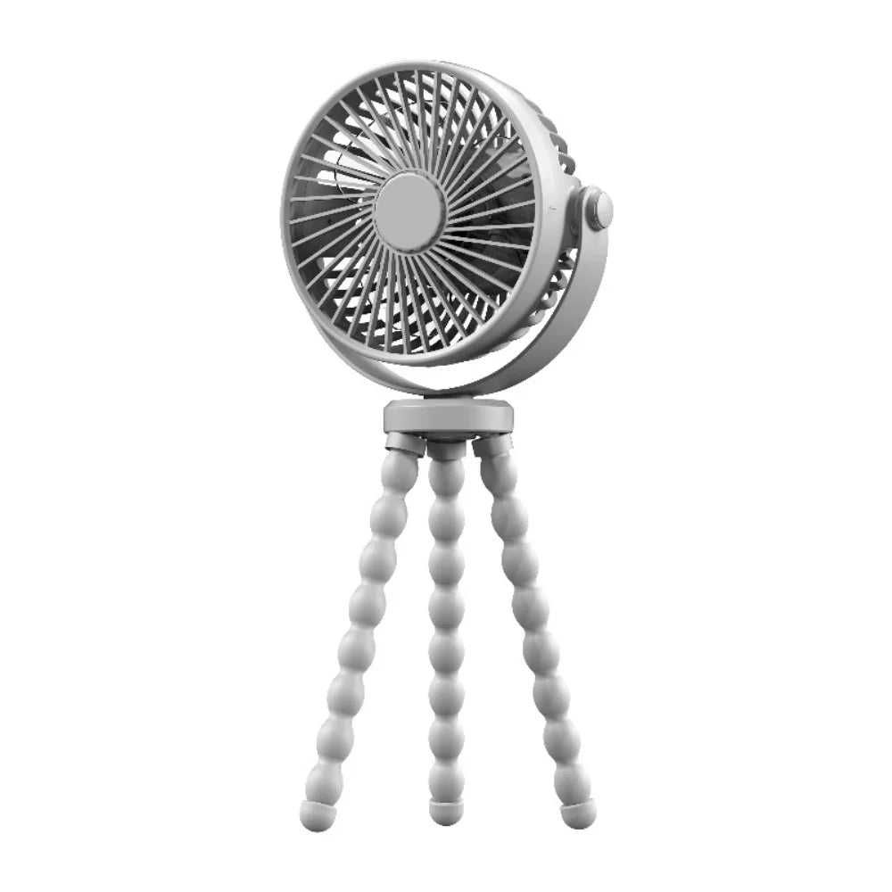 Rechargeable Tripod Fan 5000mAh Portable 3 Speed Desk Fan USB-C Cordless - Grey