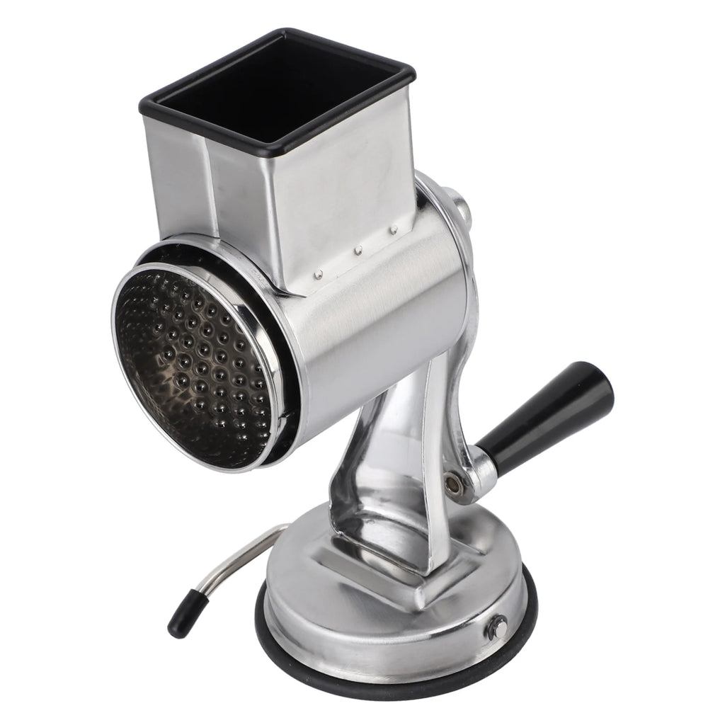 Manual Cheese Grater Stainless Steel Hand Crank Shredder with 5 Blades - Silver