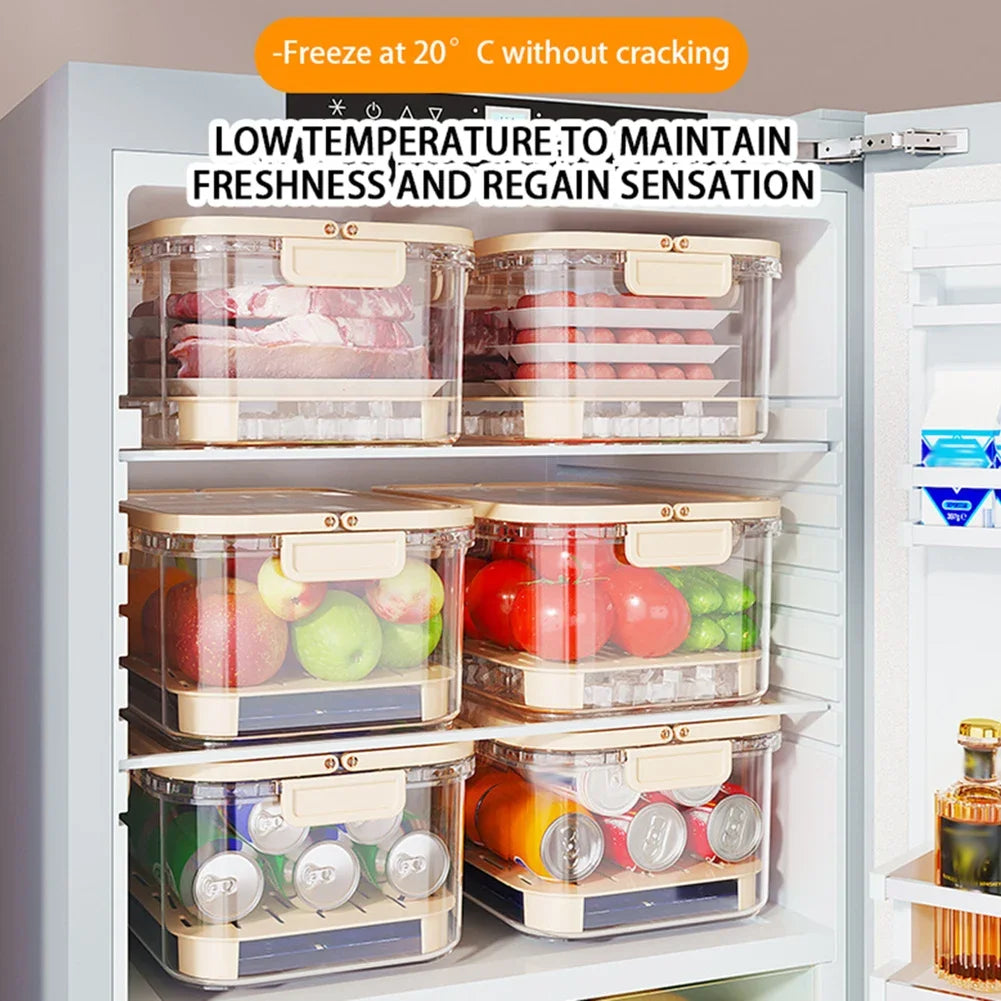Portable Food Storage Container Airtight Freshness Box with Drain Plate and Carry Handle – Yellow