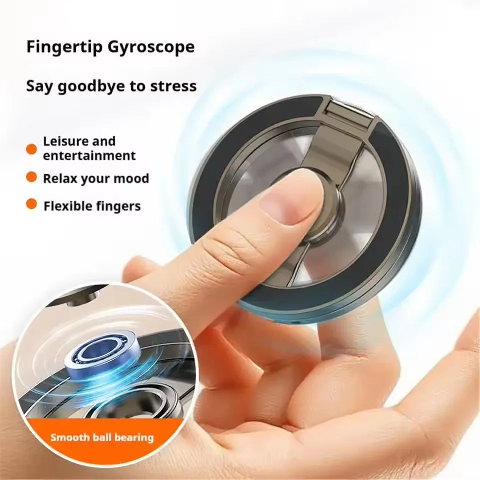 Phone Holder 15.8cm Foldable Dual-Axis Rotating Desk Stand with Folding Ring - Grey