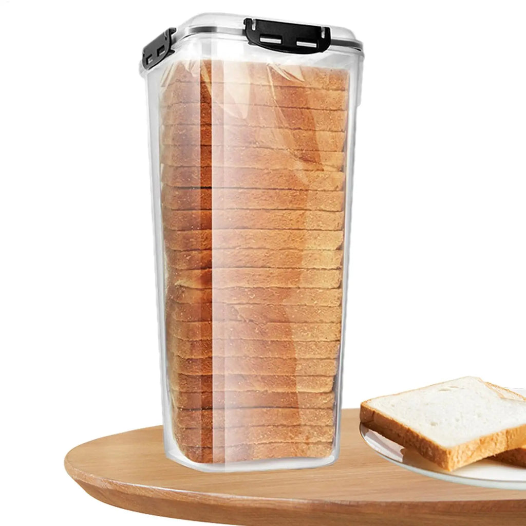 Transparent Bread Storage Container with Lid & Internal Tray – White