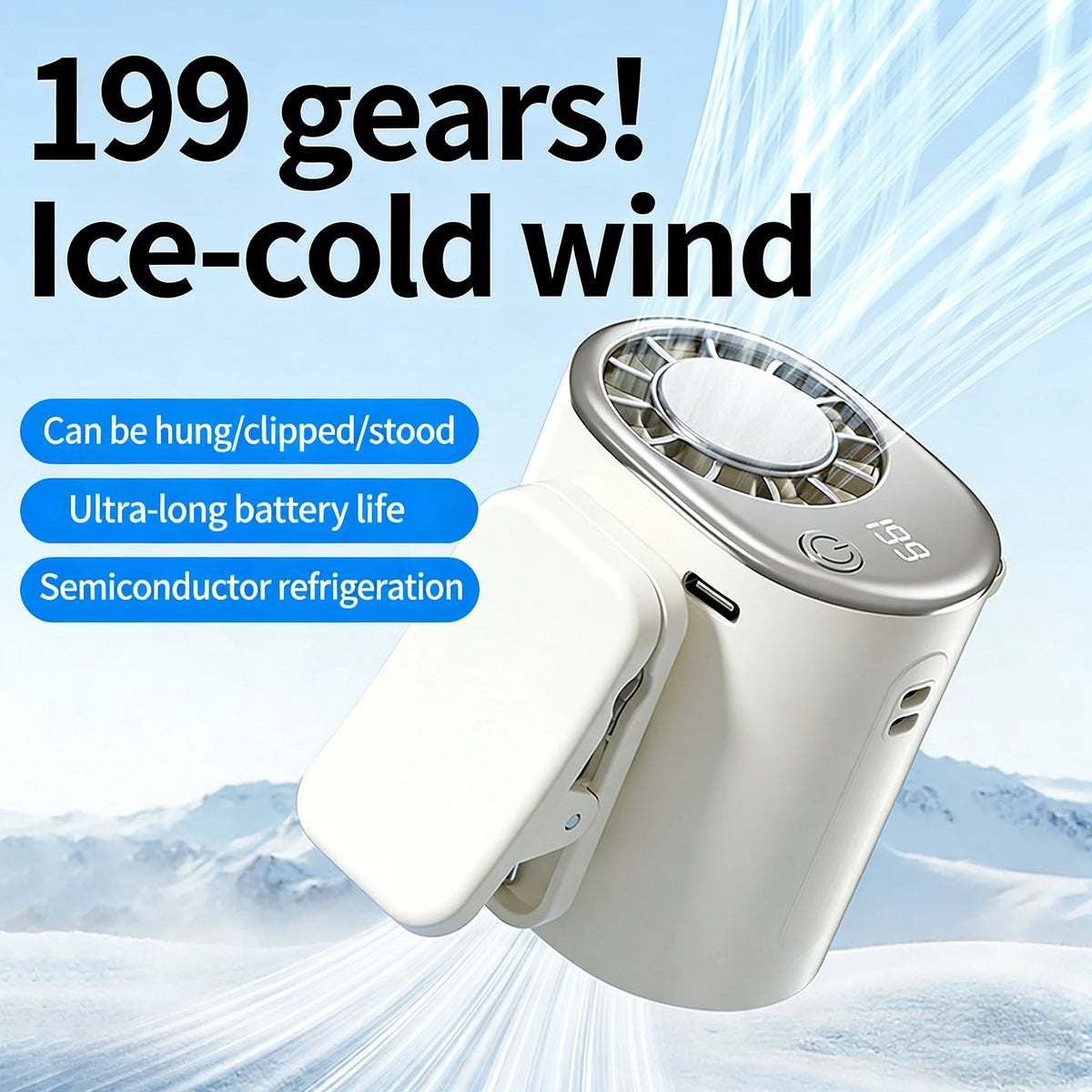 Mini Portable Clip Fan 360° Adjustable USB Rechargeable Car & Outdoor Cooling Fan – Purple