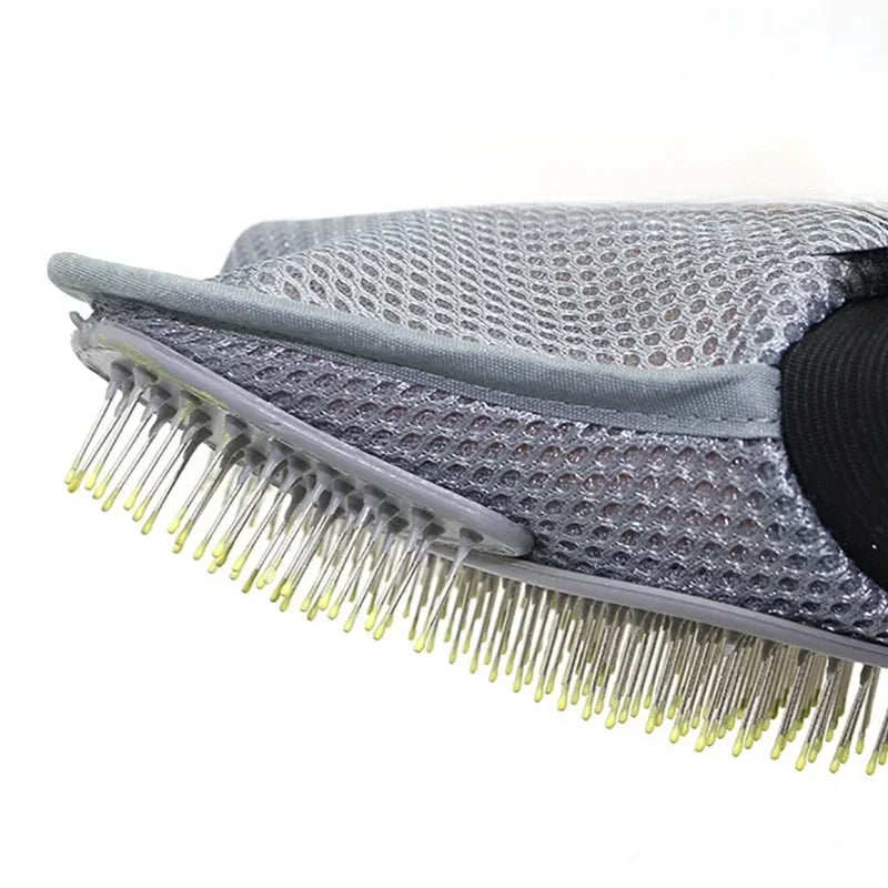 Pet Grooming Glove Soft Mitt Fur Removal Brush for Cats and Dogs Gentle Massage Tool