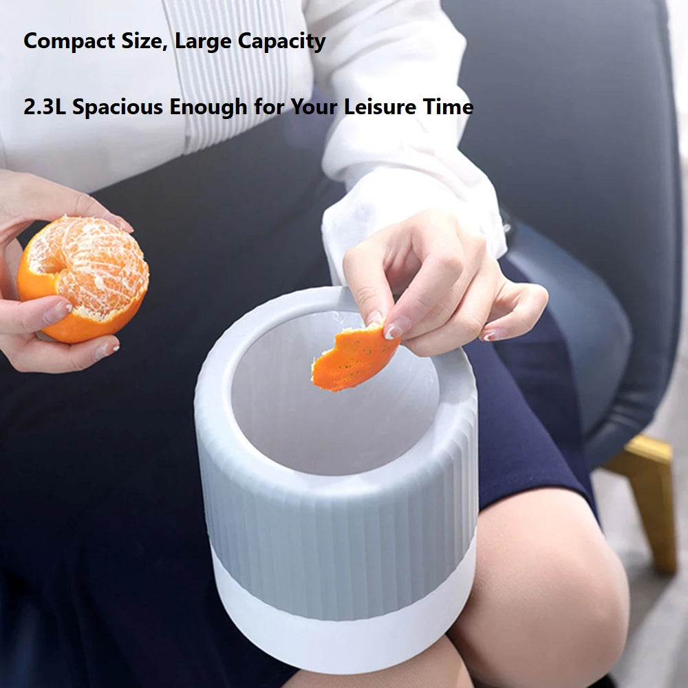 Mini Desktop Trash Can 2.3L Modern Waste Basket for Office Bedside and Beauty Desk – Grey