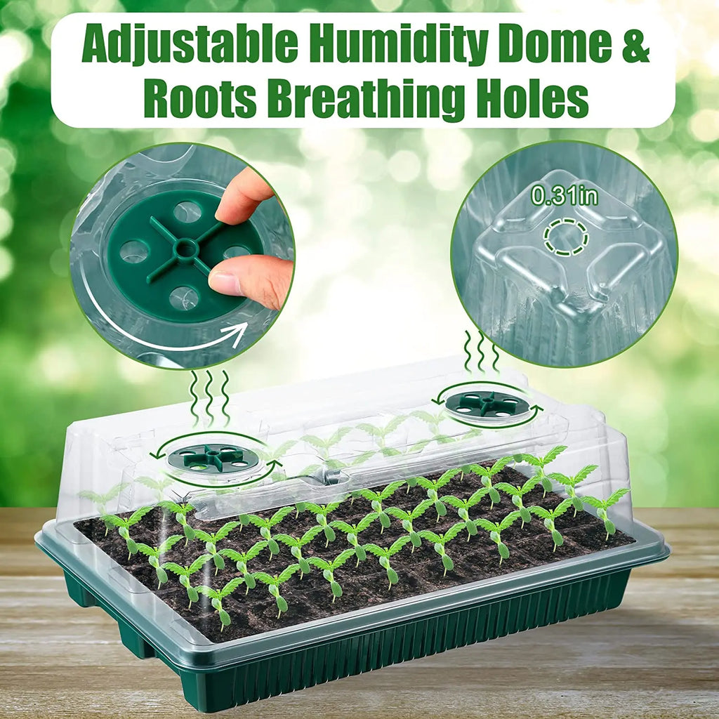2 Pack Seed Starter Trays 80 Cells with LED Grow Lights Smart Timer 3 Modes for Home Gardening