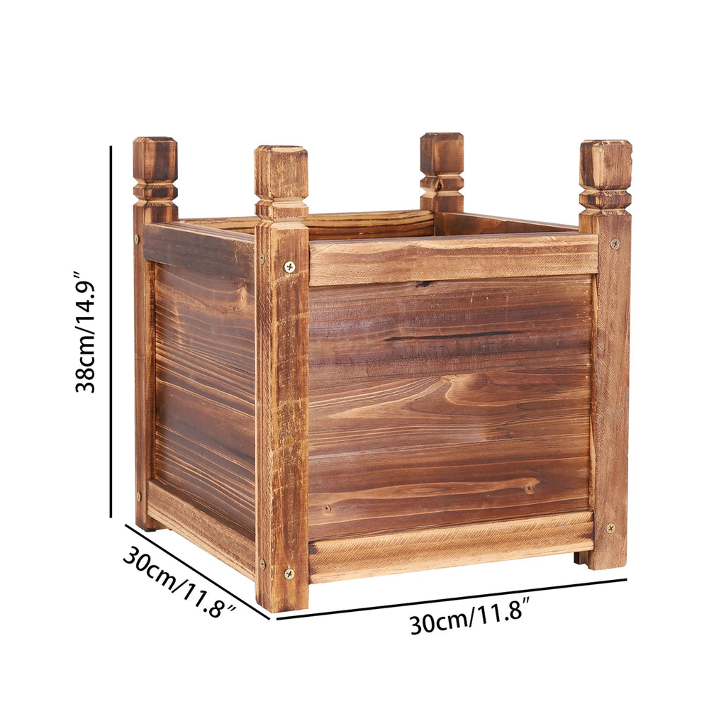 Small Wooden Raised Garden Bed Outdoor Planter Box for Vegetables Herbs Flowers and Plants – Dark Wood