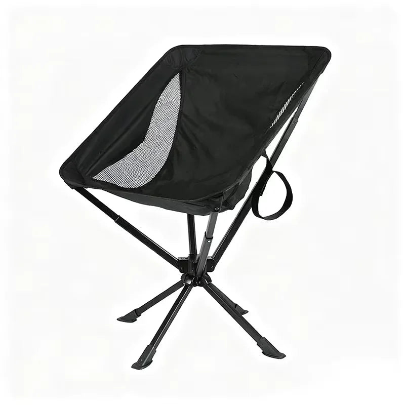 Camping Folding Chair Portable Swivel Seat Lightweight Detachable Outdoor Chair with Carry Bag Black