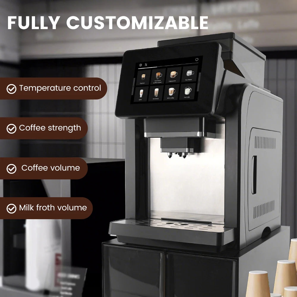 Coffee Machine 1400W Automatic Espresso Maker with 1kg Bean Hopper Touch Control – Black
