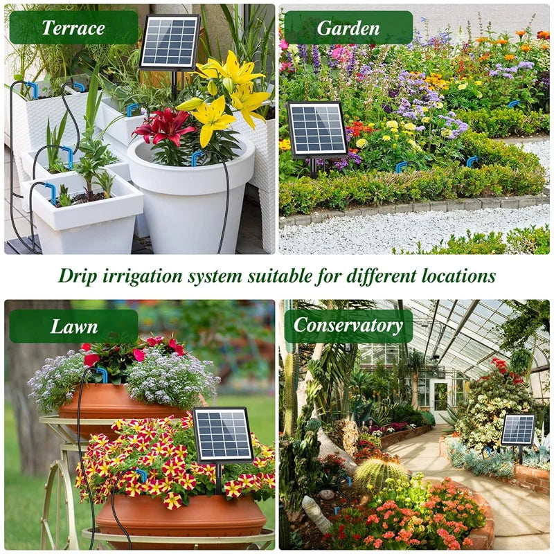 Solar Drip Irrigation System Automatic Watering Kit with Timer - 2W