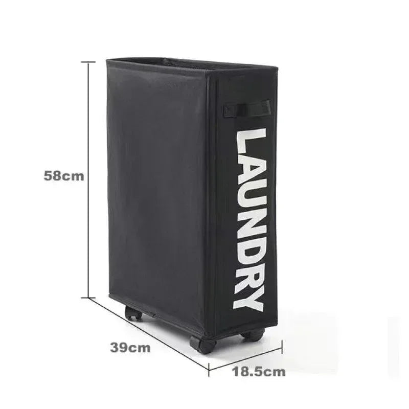 Large Capacity Rolling Laundry Basket Foldable Storage Bag – Black