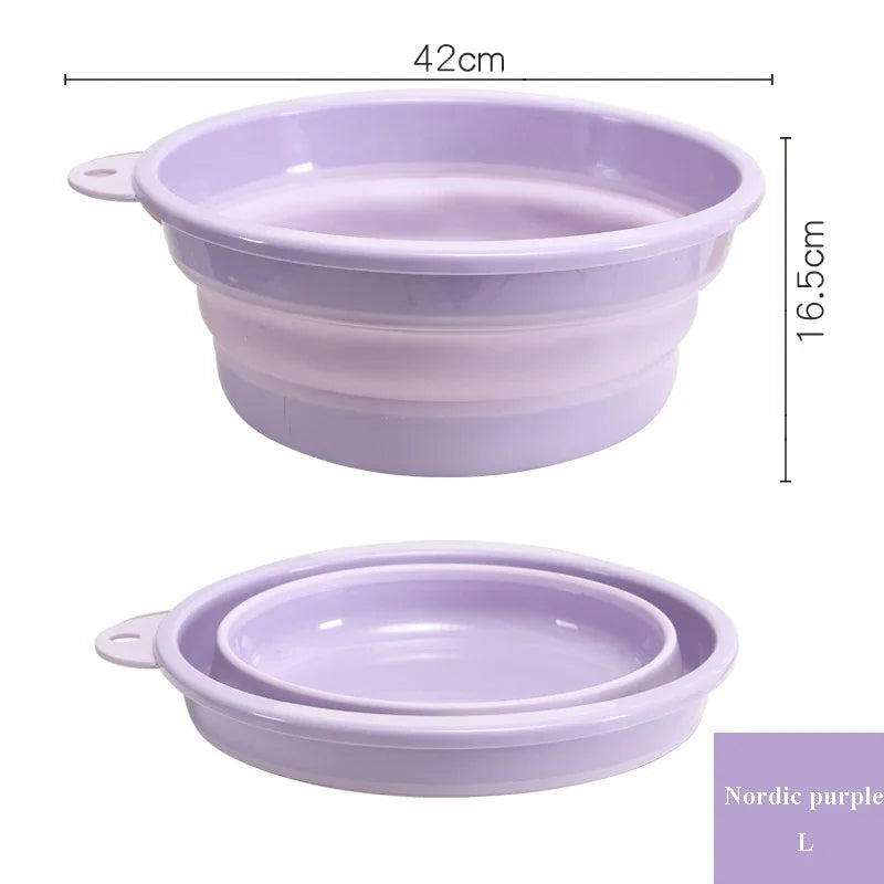 Collapsible Folding Basin Portable Wash Bucket Wash Tub for Camping Kitchen and Travel – Purple