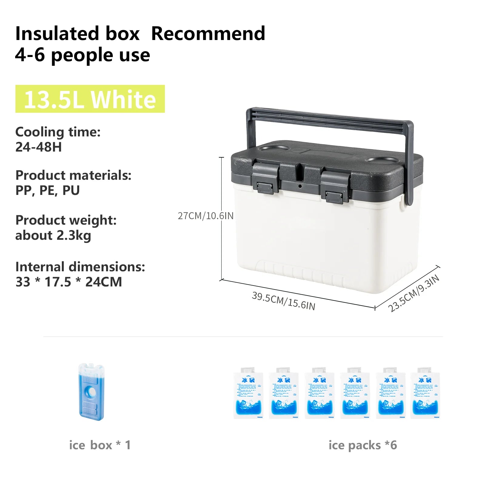 Camping Cooler Box 13.5L Portable Insulated Ice Chest Picnic Fishing Cooler