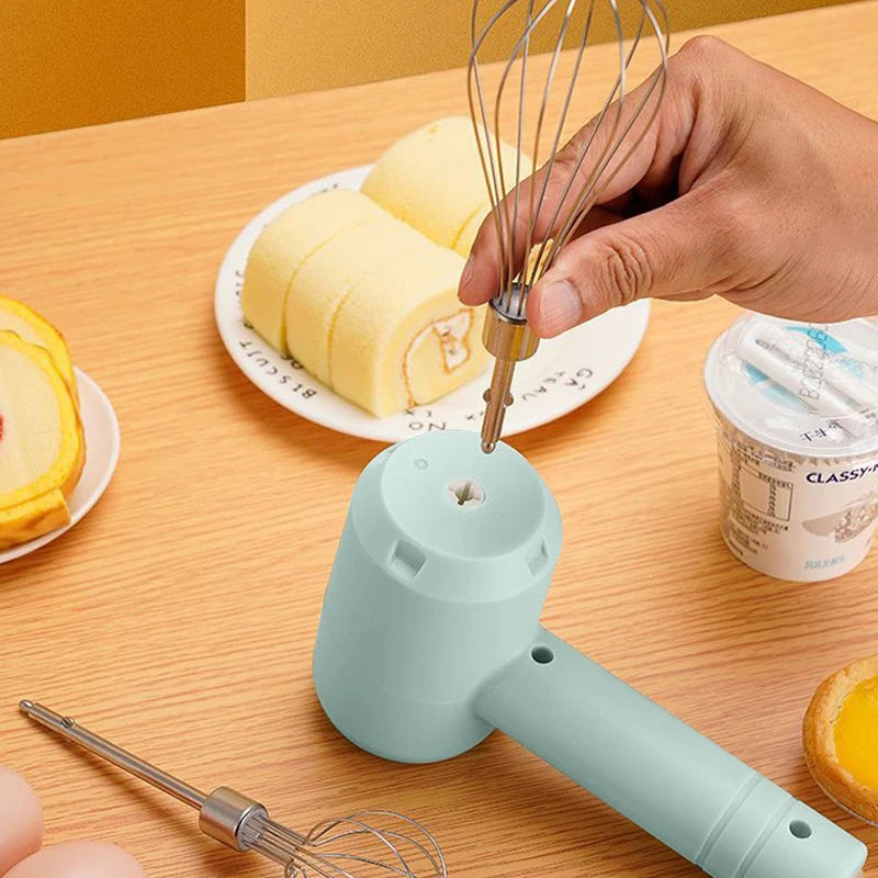 Wireless Electric Food Mixer 3 Speed Portable Egg Beater with Rechargeable Handle – White