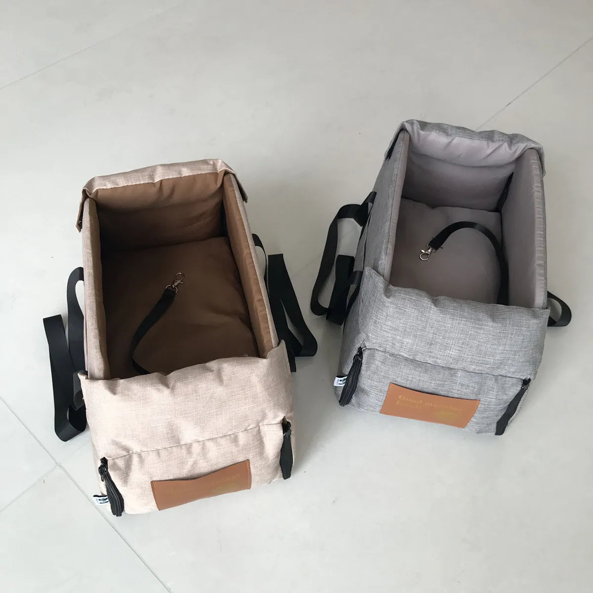 Pet Travel Carrier Portable Padded Oxford Fabric Vehicle Bed with Zipper - Grey