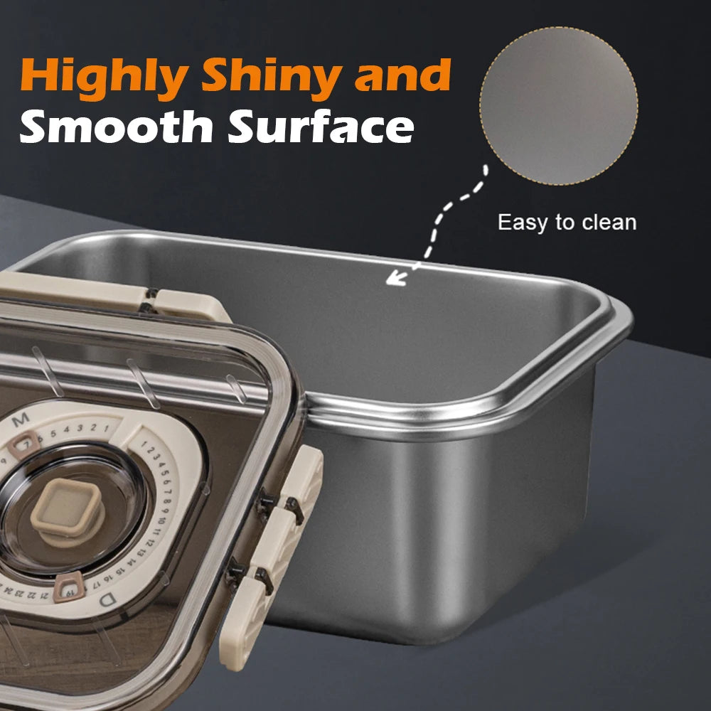 Food Storage Container 2200mL 304 Stainless Steel Airtight Lockable Lunch Bowl