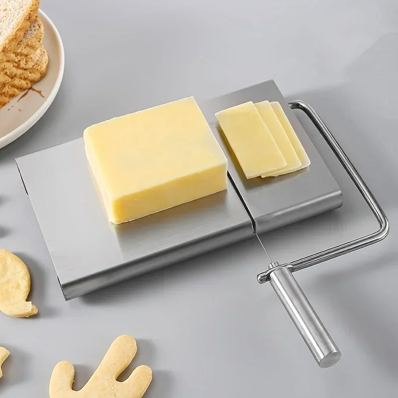 Stainless Steel Cheese Slicer with Measurement Board Wire Cutter for Cheese Butter and Sausage