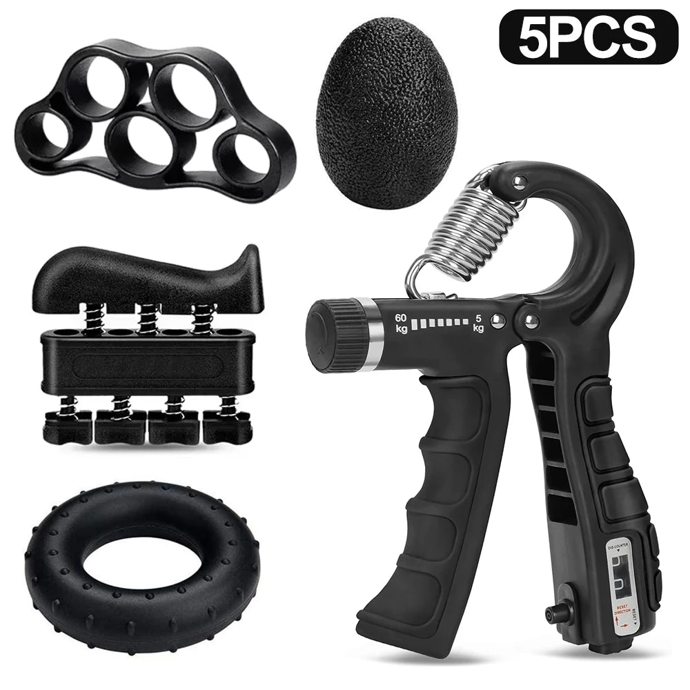 Adjustable Heavy Hand Gripper Fitness Hand Exerciser Grip Wrist Training Finger Gripper Hand Strengthener for Patient - 5PCS Set