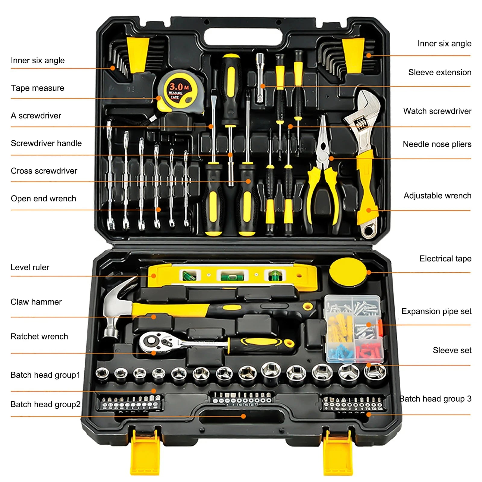 Heavy Duty 108 Piece Socket Ratchet Wrench Tool Set with Portable Storage Case
