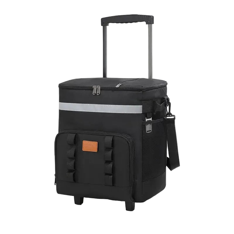 Rolling Cooler Bag Insulated Wheeled Picnic Tote With Trolley Handle – Black