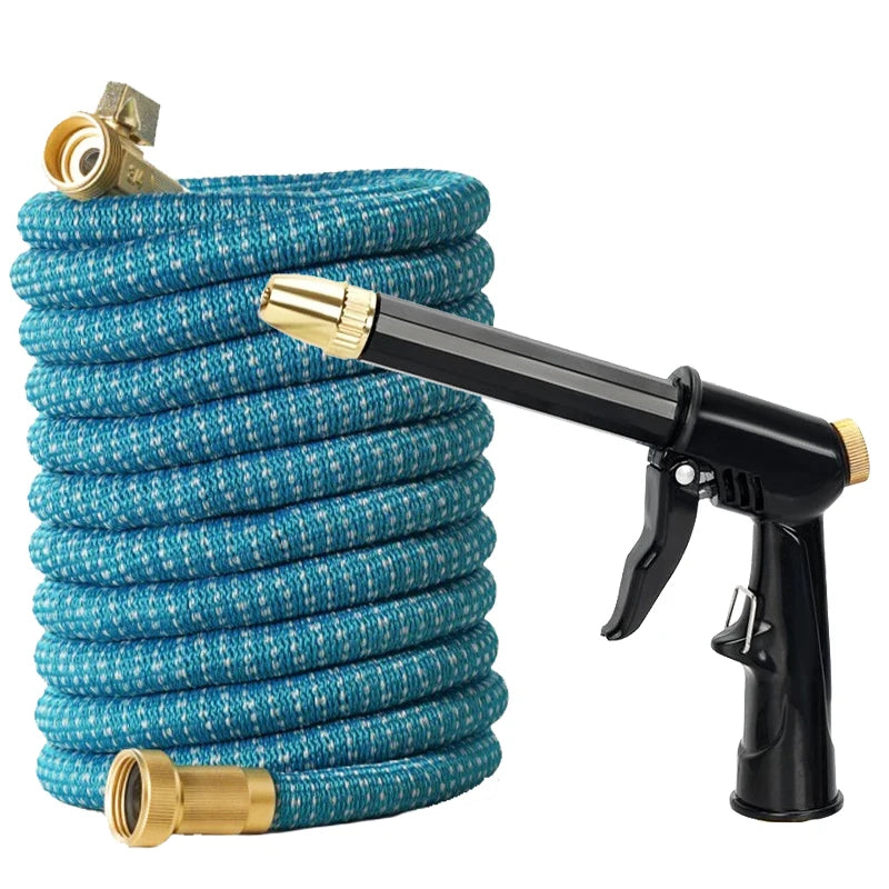 Expandable Garden Hose 50ft Flexible Water Hose with Adjustable Spray Nozzle and US 3/4 Connector – Blue