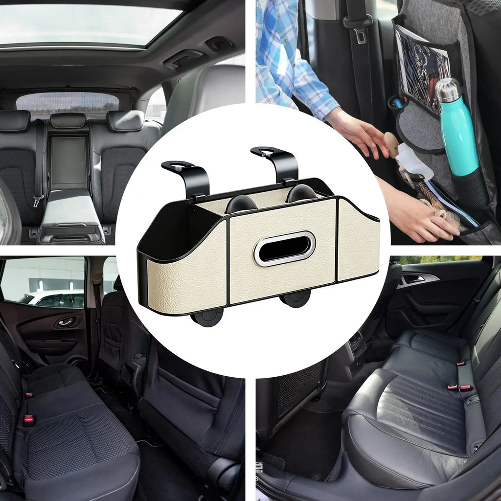 Car Storage Organiser 33cm Waterproof Backrest Storage Bag with Cup Holder Multiple Pockets