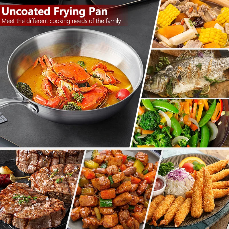 Stainless Steel Wok 32cm Tri Ply Induction Compatible Glass Lid