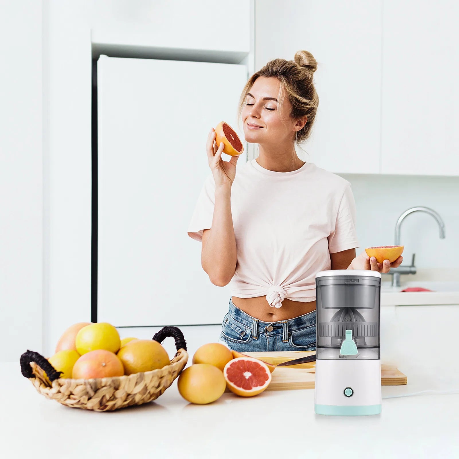 Electric Citrus Juicer 800mAh USB Rechargeable Portable Orange Lemon Squeezer - Green