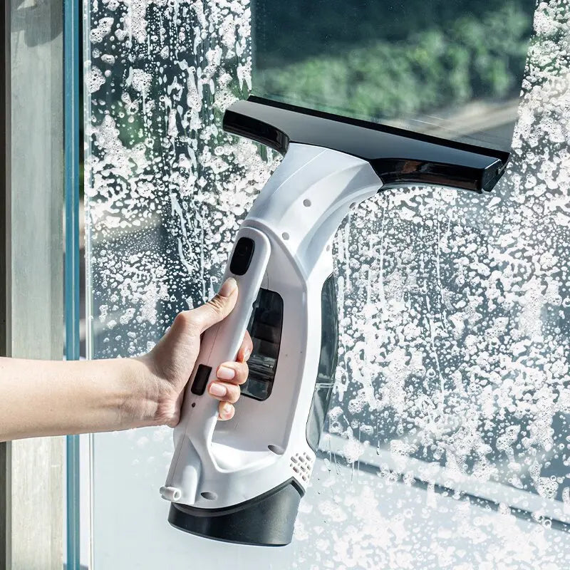 Multifunctional Electric Cordless Window Cleaner – White – Rechargeable Portable Glass Cleaning Tool - With handle