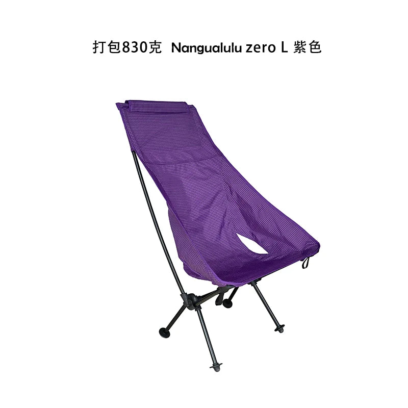 Ultralight Folding Camping Chair 830g High Back Portable Moon Chair Aluminum Alloy Outdoor Seat – Grey