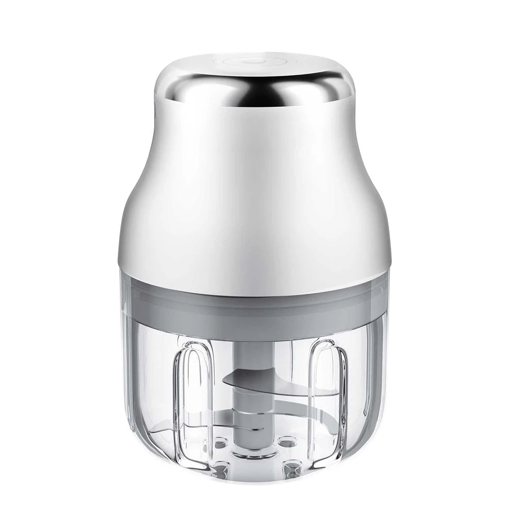 Mini Electric Food Processor 250mL USB Rechargeable Garlic Vegetable Meat Chopper - White