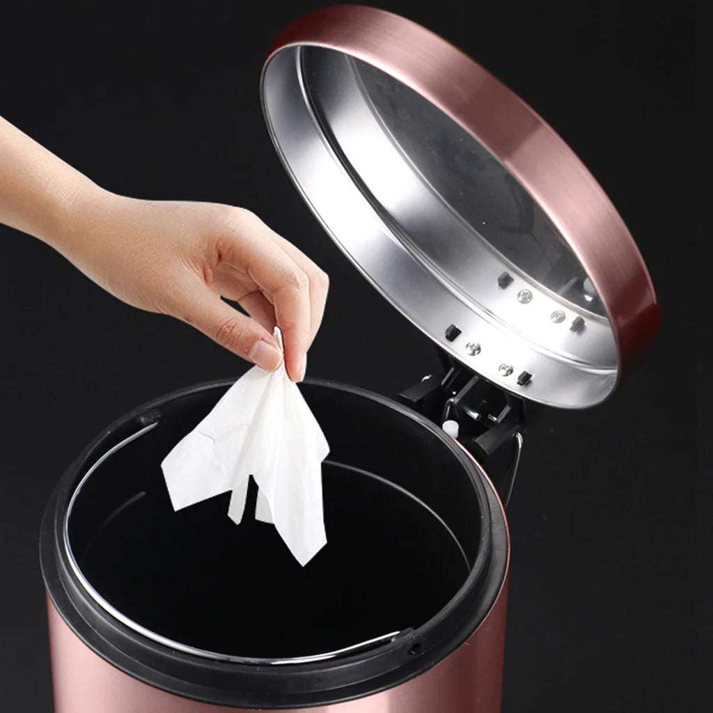 Pedal Trash Can 3L Stainless Steel Bin with Lid and Inner Bucket - Metalic Brown