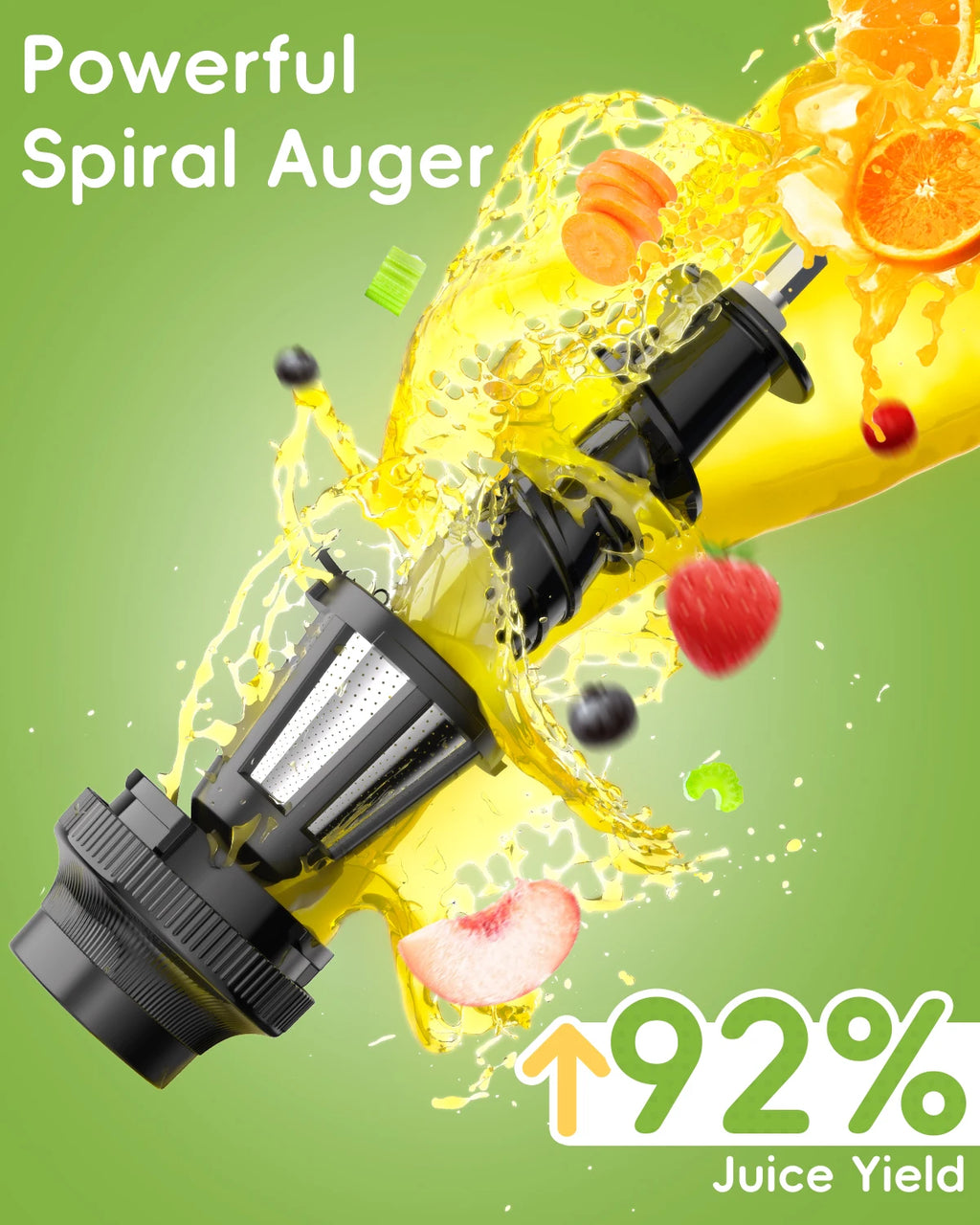 Cold Press Juicer Slow Masticating Fruit Vegetable Juice Extractor with Reverse Function – Black