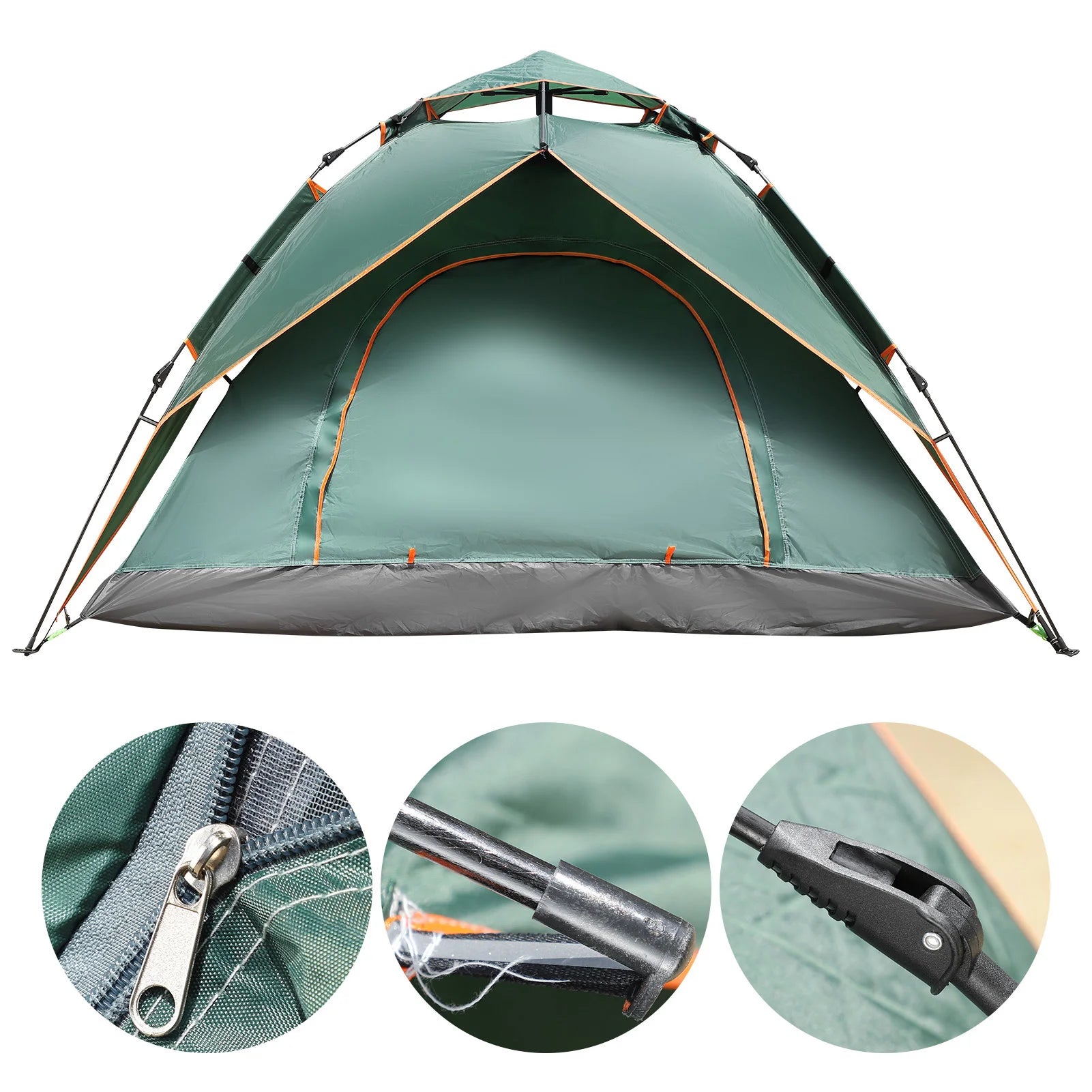 Pop Up Camping Tent 4 Person Double Layer Waterproof Automatic - Green
