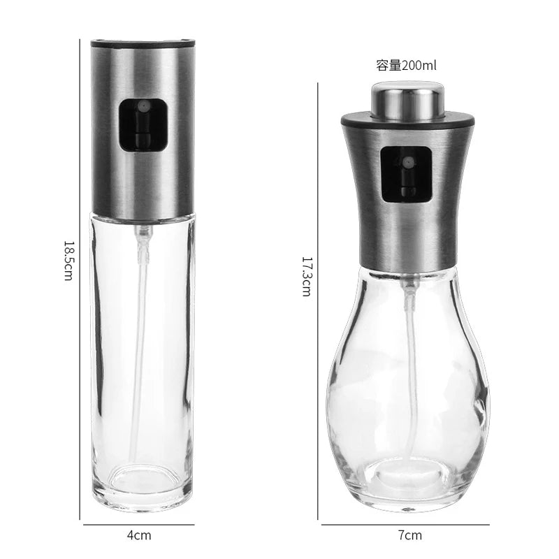 Oil Dispenser 17.3 × 7 cm Stainless Steel Spray Bottle Round Kitchen Dressing Container