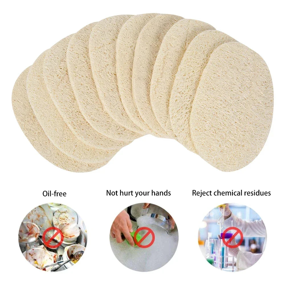 Luffa Scrub Pads Natural Loofah Dish Cleaning Sponges 14×8.5cm - 10 Pack