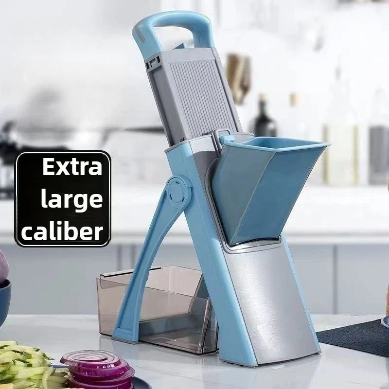 Multifunctional Vegetable Chopper Adjustable Food Slicer Julienne Dicer French Fry Cutter - Blue
