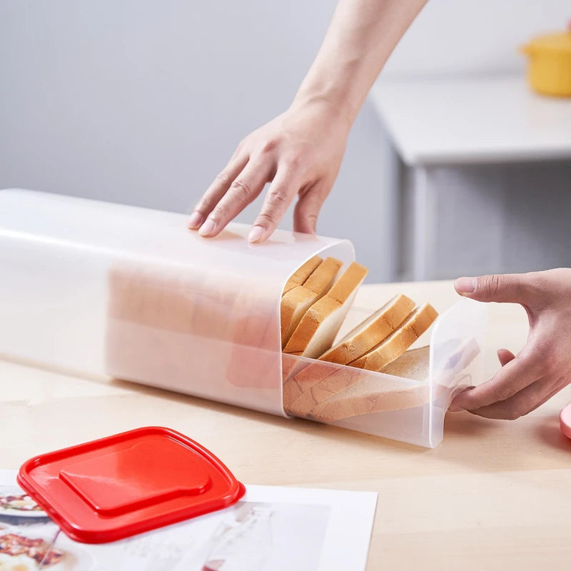Bread Storage Box Tall Vertical Kitchen Container with Lid – White