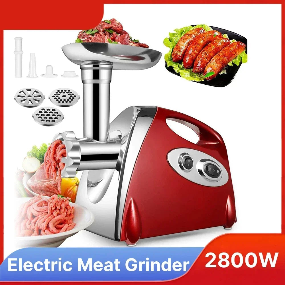 Electric Meat Mincer 2800W Heavy Duty Stainless Steel Food Processor Sausage Maker - White