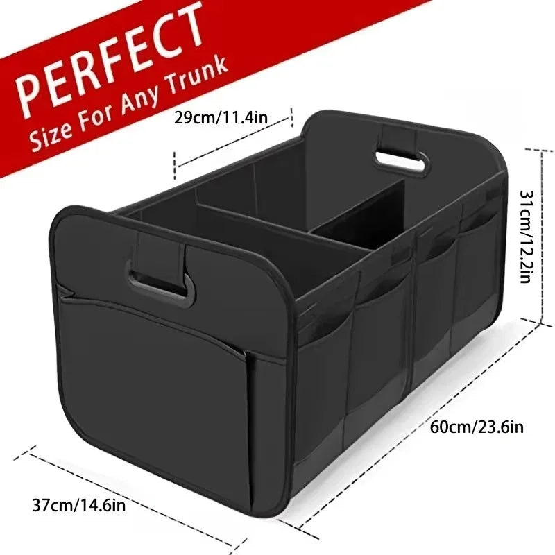 Collapsible Car Trunk Storage Organizer 60cm 3 Compartment Oxford Fabric SUV - Grey