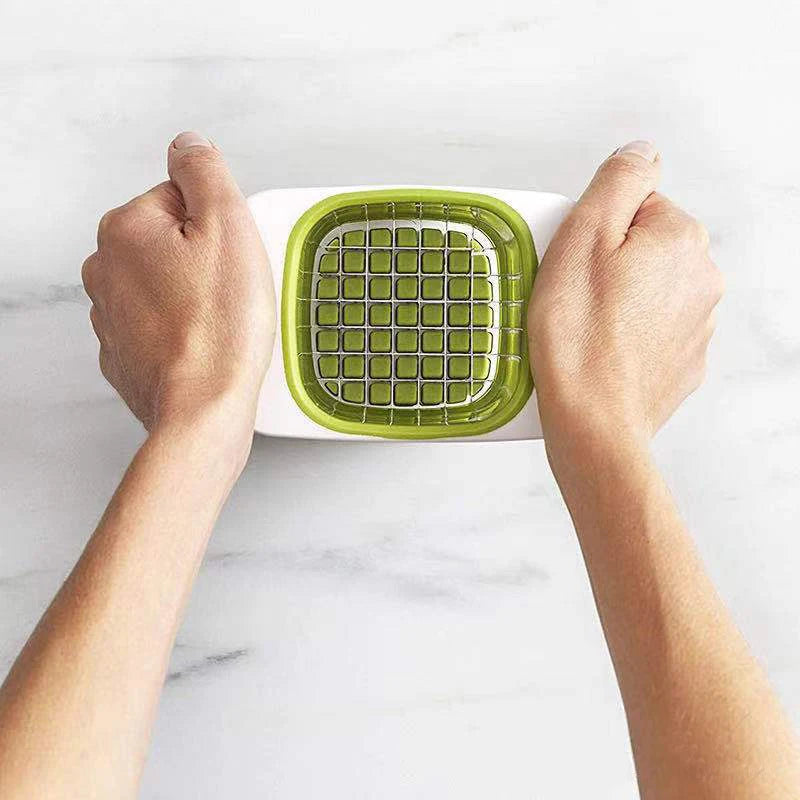 Potato Cutter Stainless Steel Manual Press Vegetable Dicer French Fry Slicer Kitchen Tool - Yellow