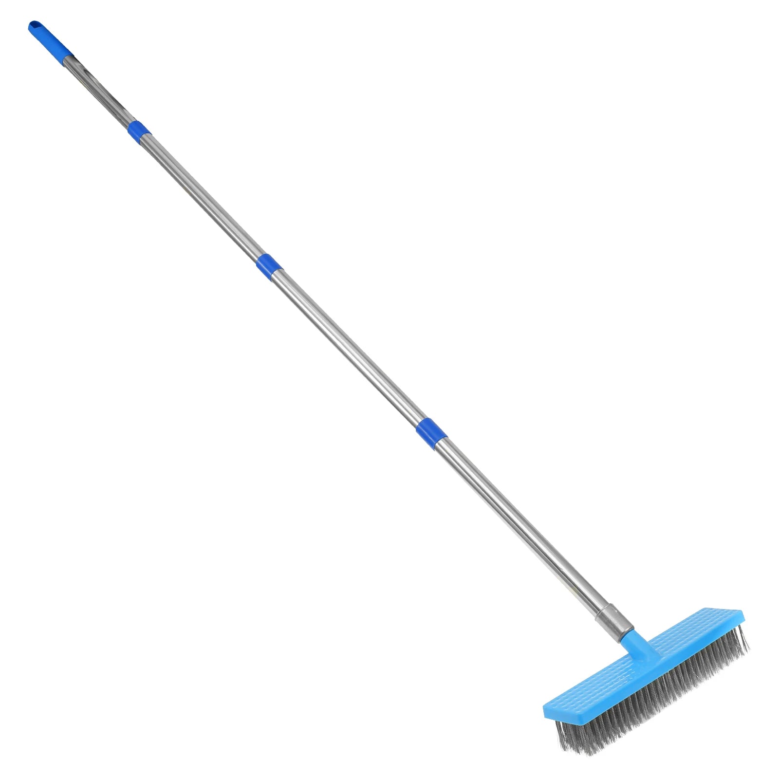 Deck Scrub Brush Long Handle Stainless Steel Wire Floor Cleaning Brush - Blue