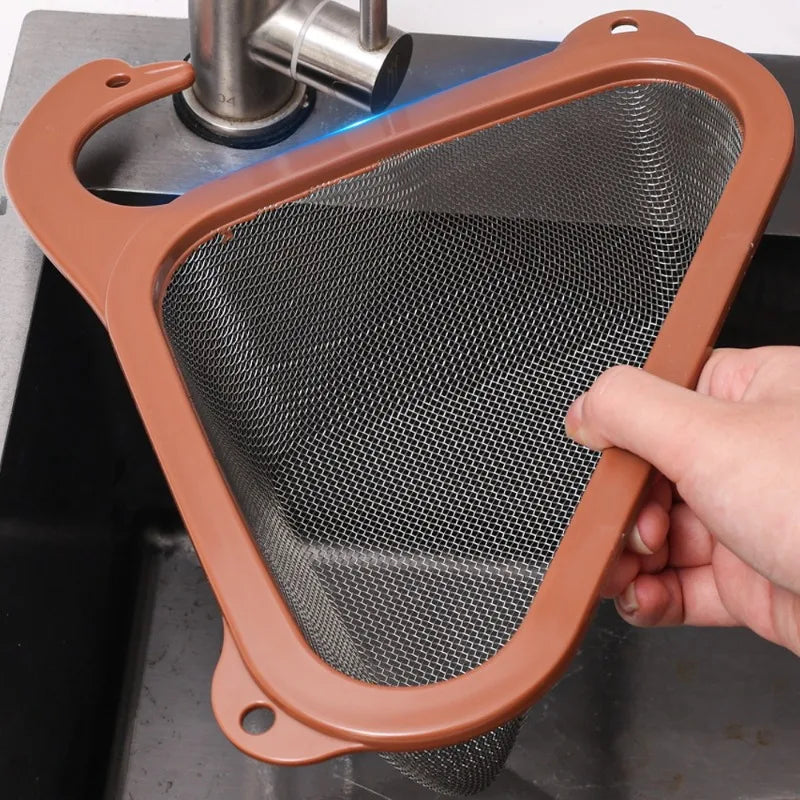 Kitchen Drain Basket 26.5cm Stainless Steel Food Strainer Vegetable Draining Rack - Brown