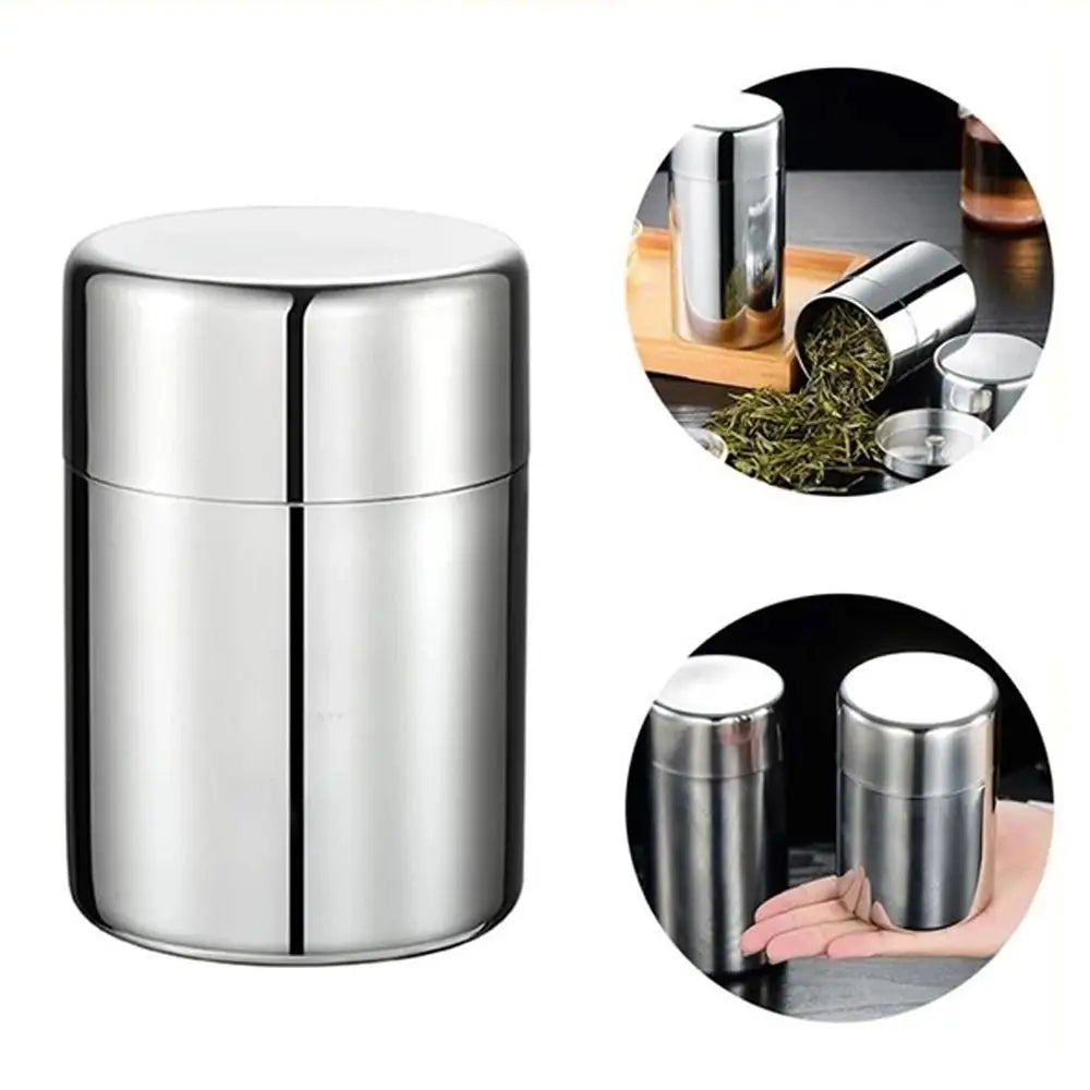 400ml Stainless Steel Tea Storage Canister Airtight Moisture Proof Coffee Tea Container – Silver