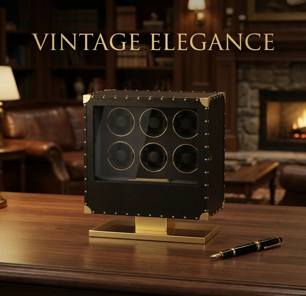 Watch Winder Storage Box 12 Slot Fingerprint Access Touch Control LED Display Wooden Finish