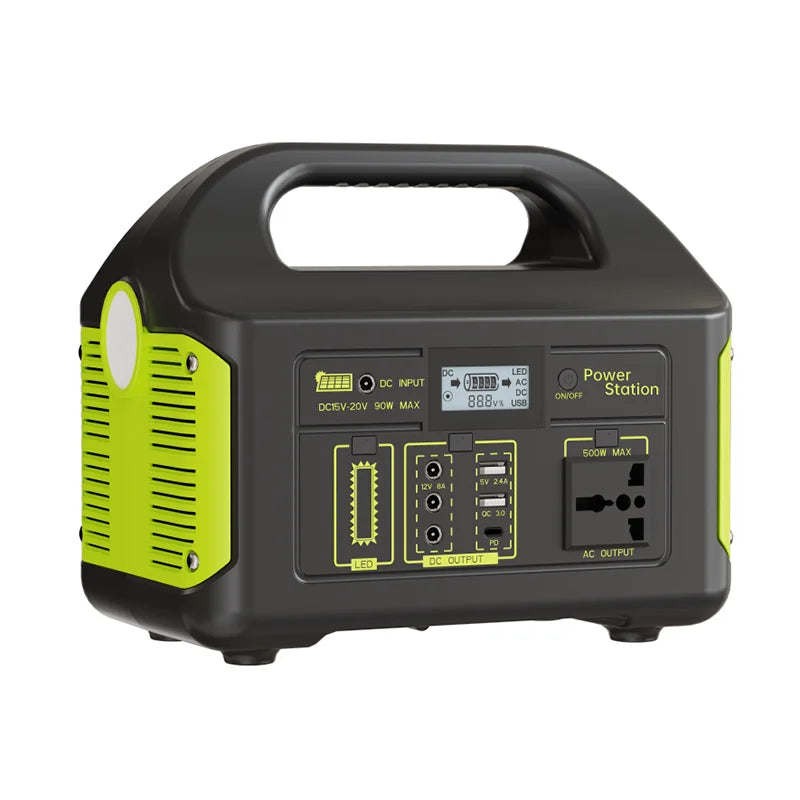 Portable Power Station 384Wh LiFePO4 Solar Generator 500W Pure Sine Wave Backup Battery