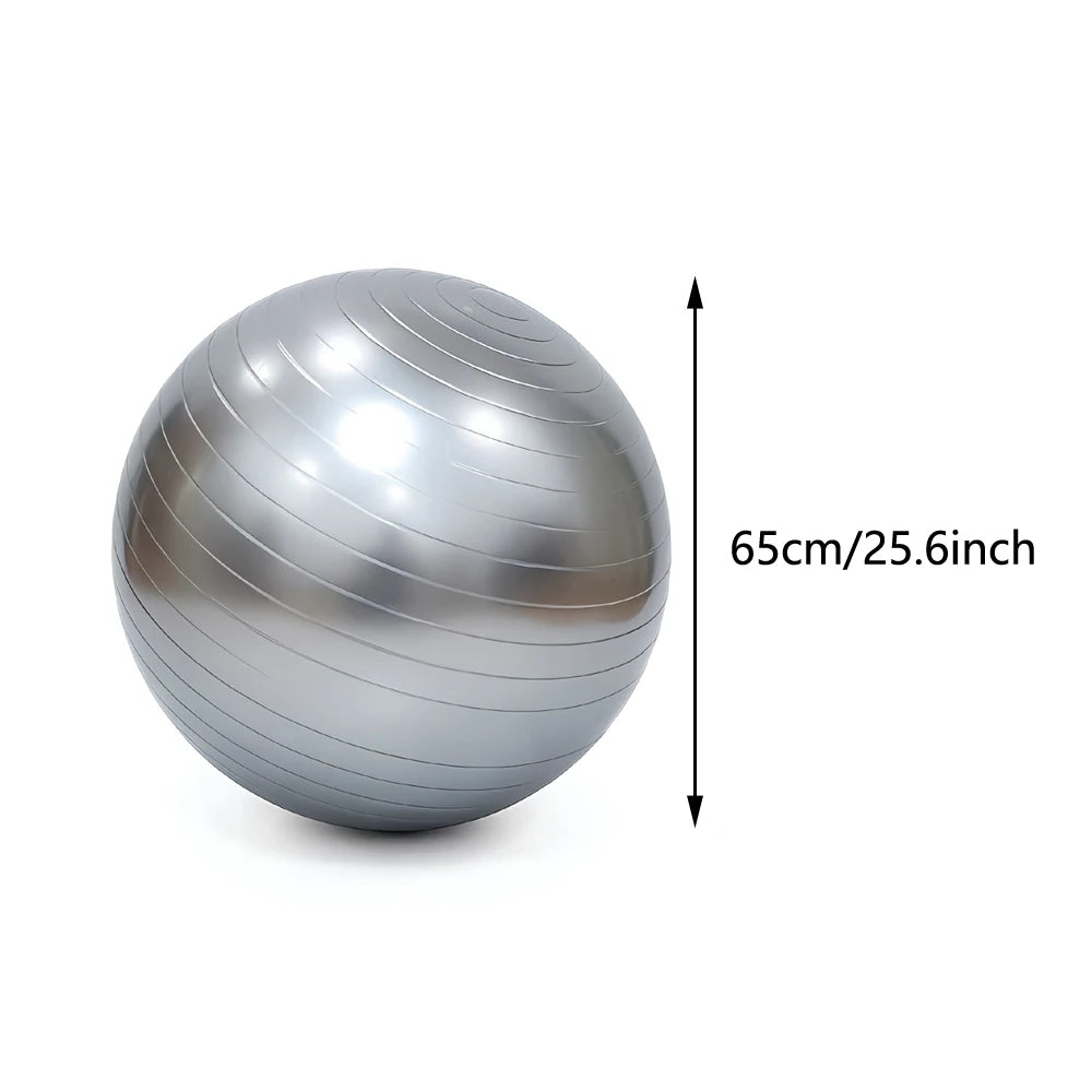 Inflatable Yoga Ball 65cm Anti Burst PVC Balance Trainer with Massage Texture and Pump - Gray