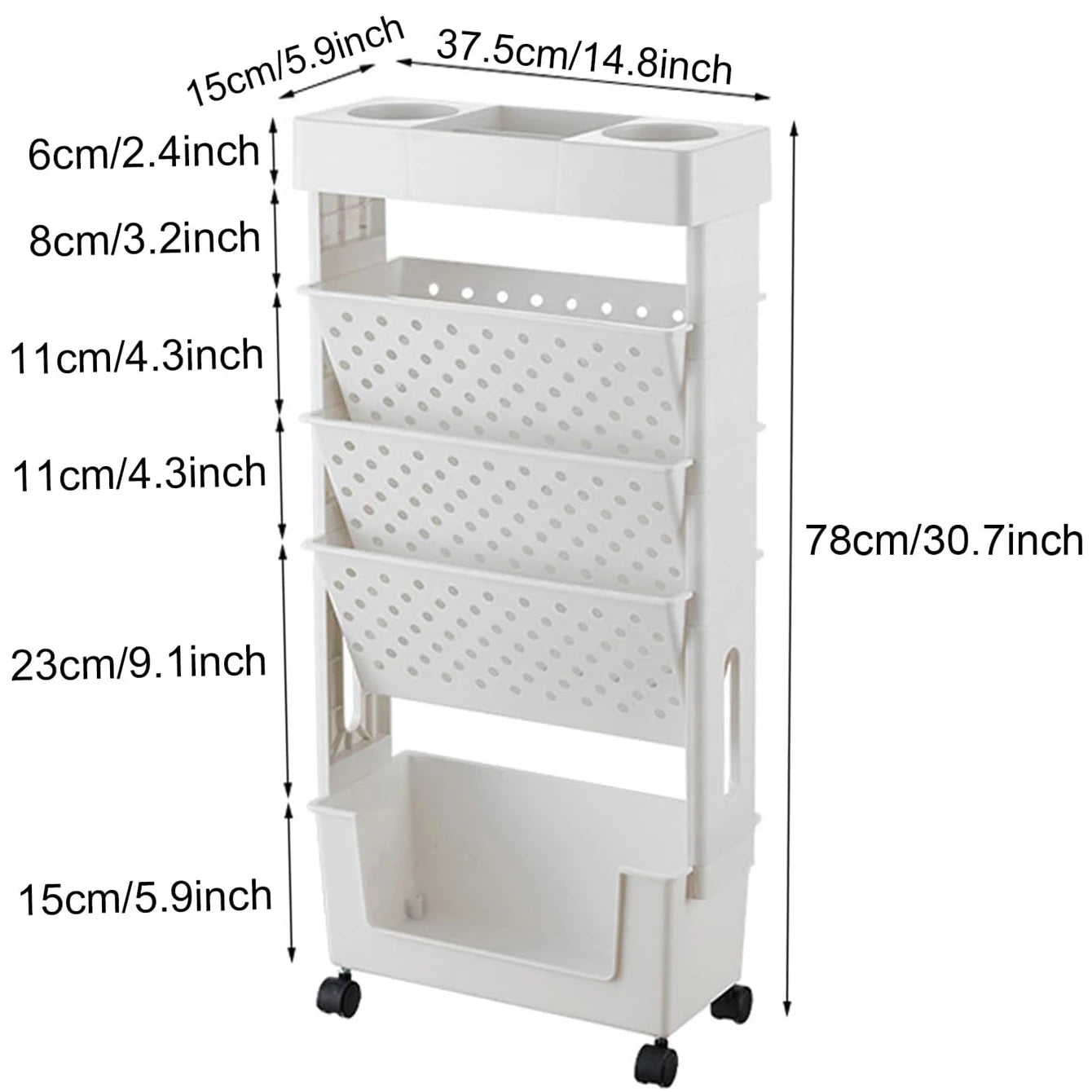 Rotating Bookshelf 5 Tier Rolling Storage Rack Multilayer Organizer Green 1PC