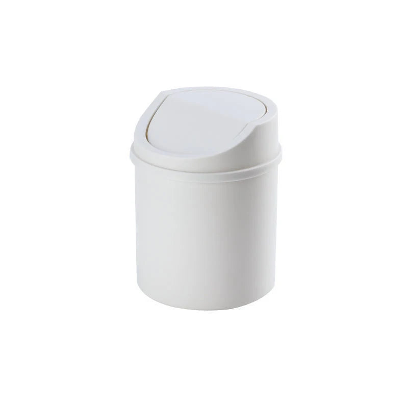 Trash Can 13cm Mini Desktop Bin with Cover - White