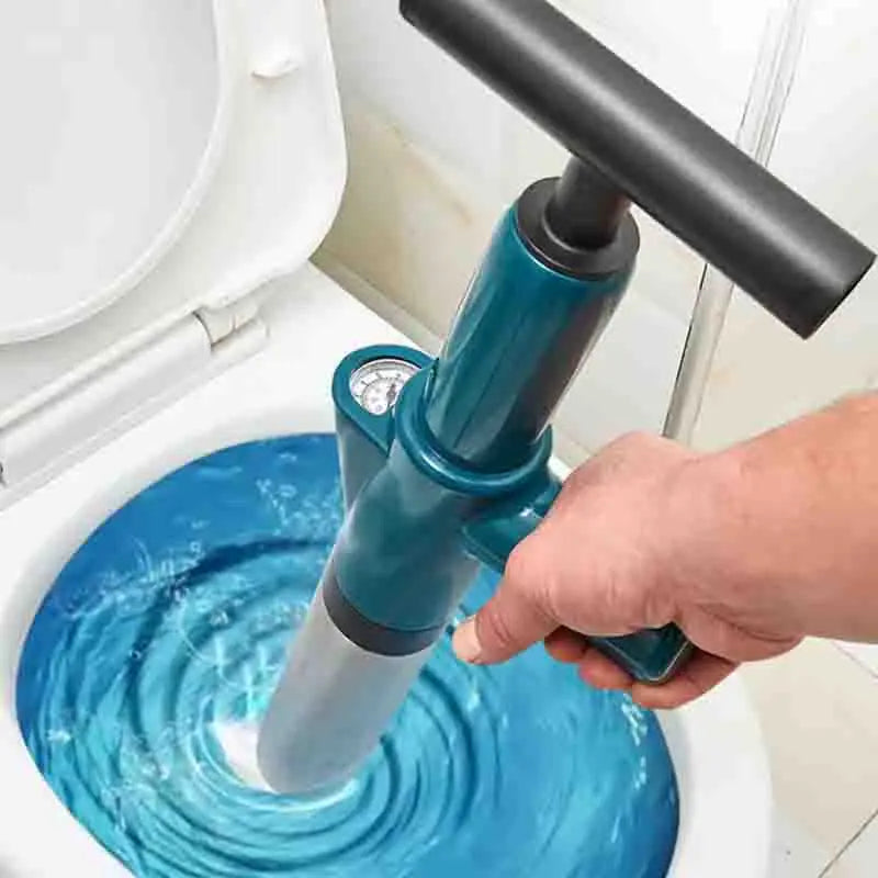 Drain Unclogger Pump High Pressure Portable Pipe Cleaner for Toilet Sink - Blue